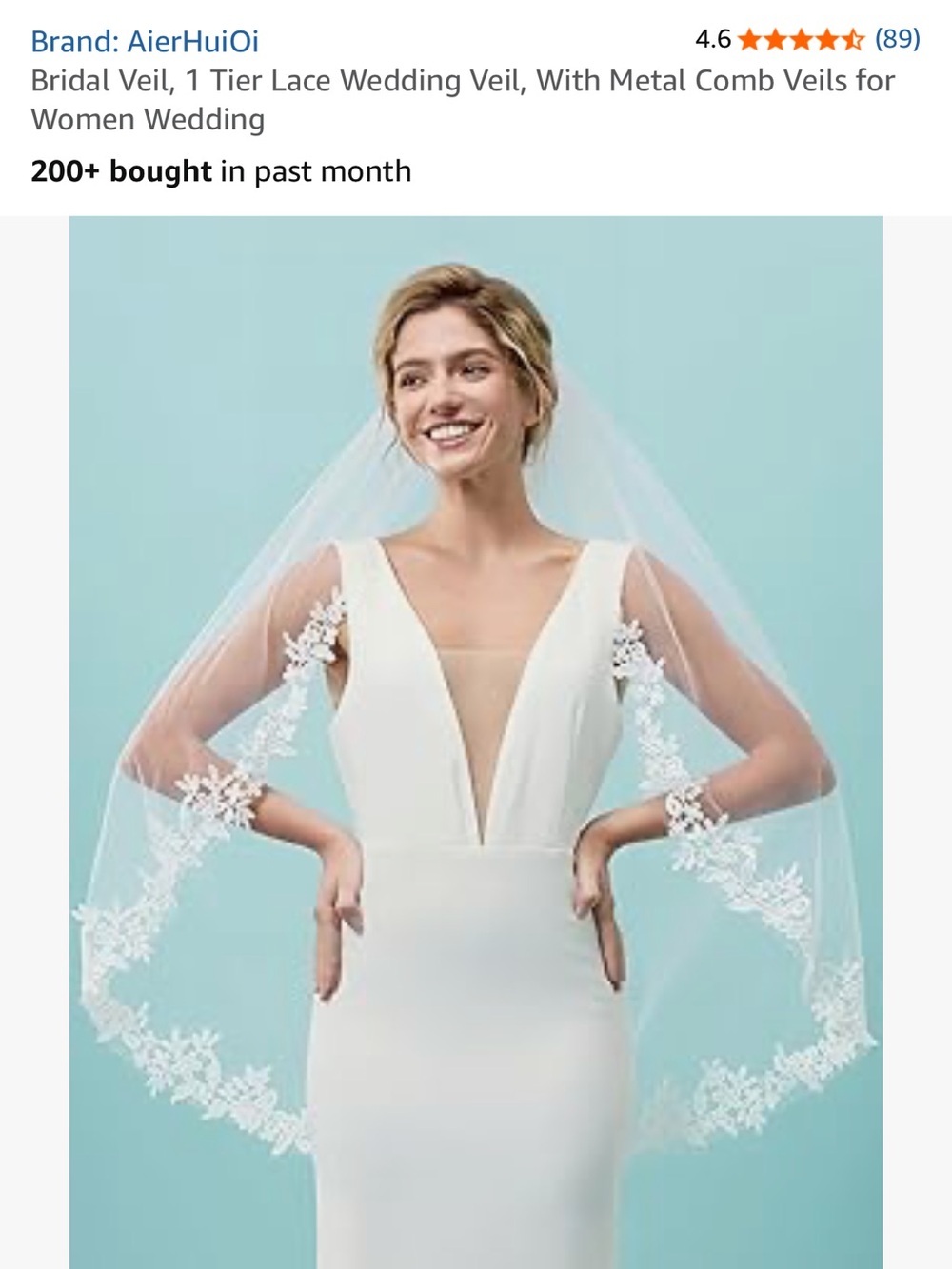 Lace-Trim Bridal Veil with Metal Comb